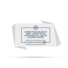 Design Quote speech bubble paper origami for message isolated on white background. shapes graphic textbox quotation mark for comment dialogue app template with author signature. Quote bubble frame.