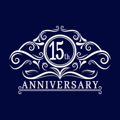 15 years Anniversary logo, luxurious 15th Anniversary design celebration.