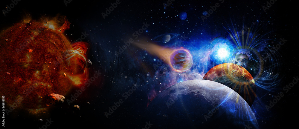 Aufkleber panoramic view of planets in distant solar system in space. elements of this image furnished by nasa