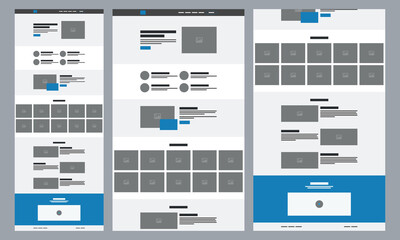 Creative landing page website wireframe interface template. UI/UX wireframe design.