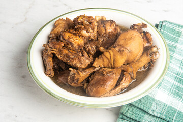 Filipino-Style Chicken Adobo Dish In Serving Bowl