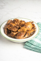 Filipino-Style Chicken Adobo Dish In Serving Bowl