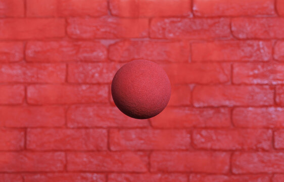 Red Nose Day, red clown nose on a red brick wall background © serikbaib