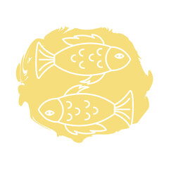 pisces zodiac sign block style icon