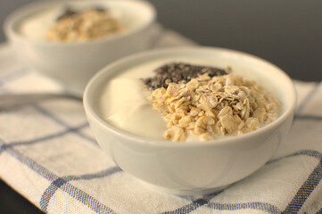 Greek yogurt with chi a seeds and oatmeal