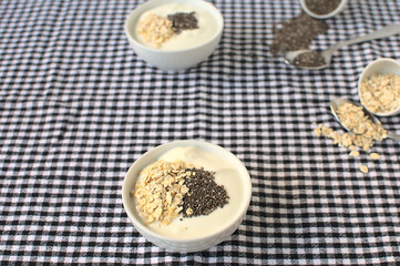 Greek yogurt with chi a seeds and oatmeal