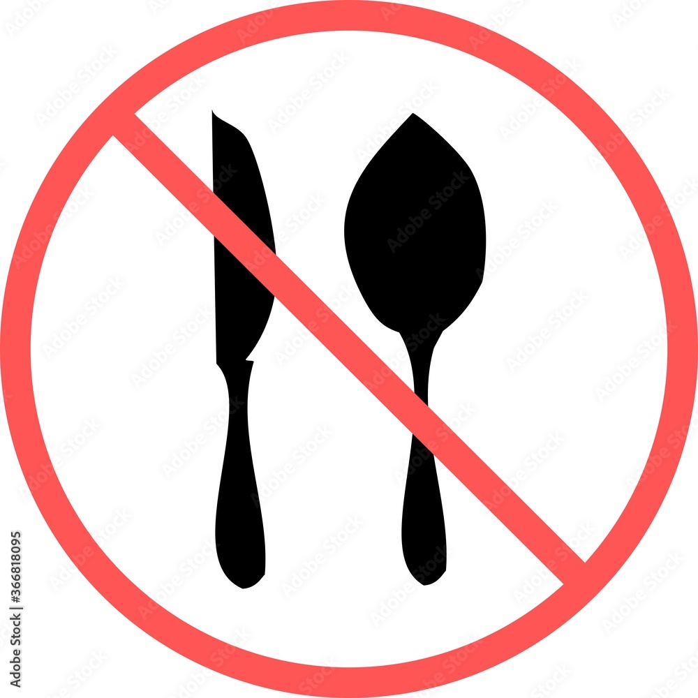 Poster no food sign or fasting time flat vector icon isolated in white background for apps mobile, print an