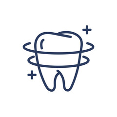 Teeth whitening thin line icon. Orbit, shining, protection isolated outline sign. Dental care, healthy teeth, dentistry concept. Vector illustration symbol element for web design and apps