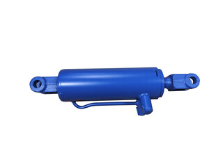 Hydraulic cylinder isolated on white background.  New spare parts.