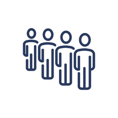 Line of people thin line icon. Row, queue, arrangement isolated outline sign. People, society, social distance concept. Vector illustration symbol element for web design and apps