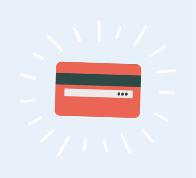 Back side of a plastic credit card in flat and cartoon style. Hand drawn vector illustration