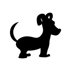 Little puppy silhouette isolated on white background.