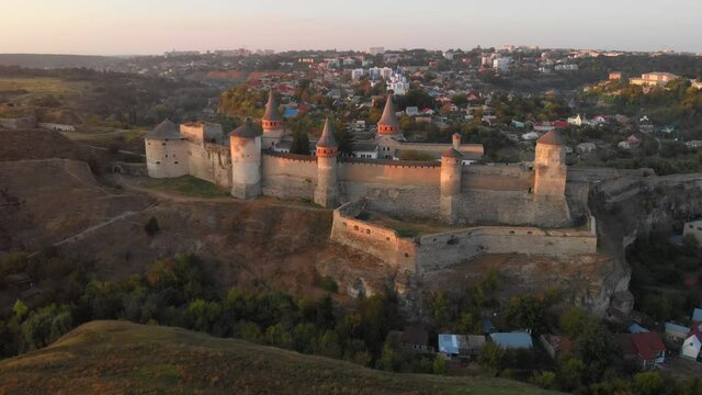 Aerial View of Kamianets Podilskyi Castle in Ukraine