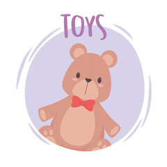 Fototapeta premium toys object for small kids to play cartoon teddy bear with bow