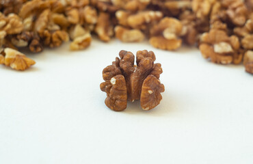 walnut, nut, isolated on white background.