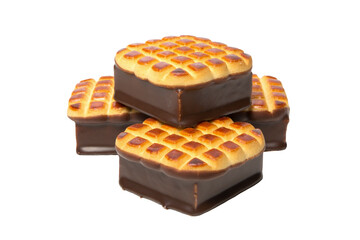 Cookies in chocolate glaze isolated on white background close-up