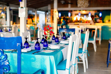 Table setting in restaurant
