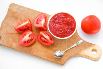 Tomato paste, tomato sauce. ketchup.