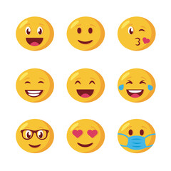 bundle of emojis faces set icons
