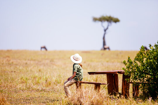 Little girl on safari in Africa