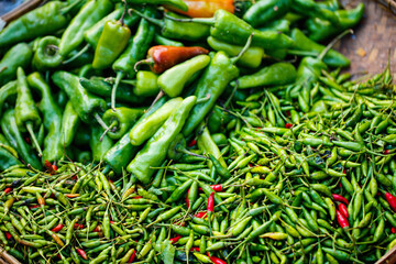 Chili peppers at market