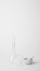 medicine and laboratory glassware for pharmacy and scientific content .
