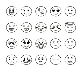 bundle of emojis faces set icons