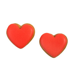 Gingerbread in the shape of a heart isolated on white background.