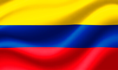 Flag of Colombia waving in the wind. Render 3D.