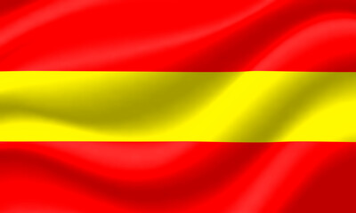 Flag of Spain waving in the wind. Render 3D.