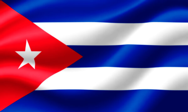 Flag of Cuba waving in the wind. Render 3D.