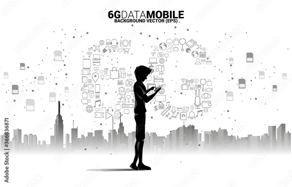 Aufkleber 6g data technology from online function icon. concept for mobile telecommunication global network.