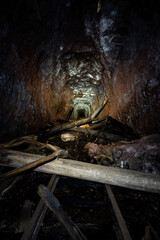 Collapsed Timber Lined Tunnel - Abandoned Narrow Gauge East Broad Top Railroad - Pennsylvania