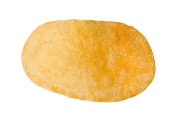 Potato chips isolated on white background close-up.