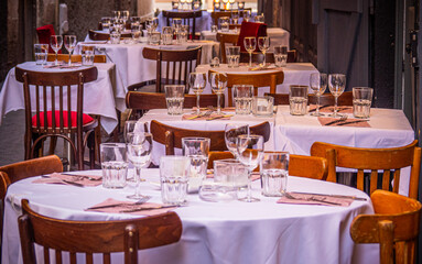 Small street restaurants in the historic district of Nice - travel photography