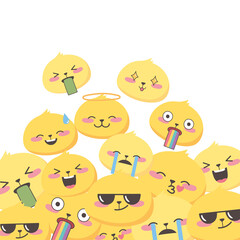 Fototapeta premium social media emoji expressions faces cartoon collection