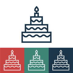 Linear vector icon with birthday cake