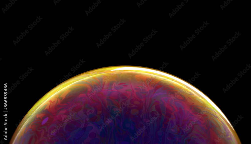 Wall mural a 3d rendered macro shot of a soap bubble. surface materials modeling uses transparency, refraction,