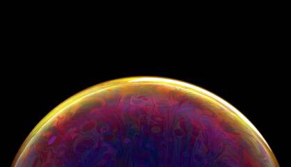 A 3d Rendered Macro Shot of a Soap Bubble. Surface Materials Modeling Uses Transparency, Refraction, Varying Viscosity, Flow and Other Effects for Enhanced Realism