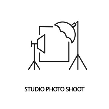 Studio photo shoot flat line icon. Photo session.