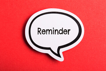 Reminder Speech Bubble Isolated On Red Background