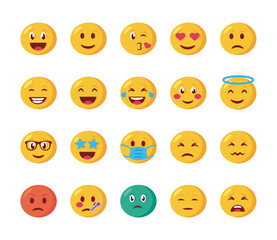 bundle of emojis faces set icons