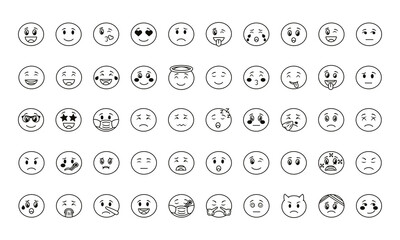 Fototapeta na wymiar bundle of emojis faces set icons