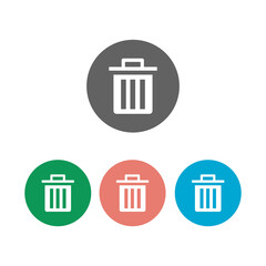 Delete icon set isolated on circle button