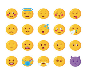 bundle of emojis faces set icons