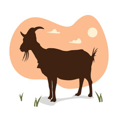 vector illustration goat shilhoute. Qurban or kurban or sacrifice. happy Eid al adha, greeting card, banner, cartoon goat. Isolated on white background