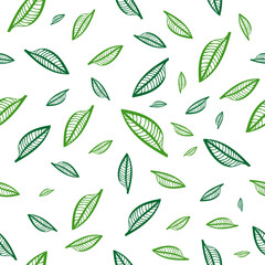 Leaves seamless pattern, poster design template, vector illustration