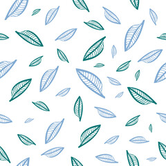 Leaves seamless pattern, poster design template, vector illustration