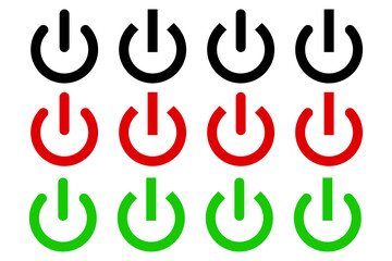 Power off on button sign icon set