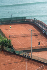 tennis court in the park near the beach